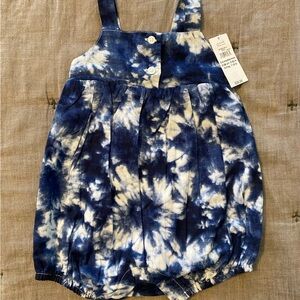 Gap baby girls romper 0-3 months blue tye dye NWT